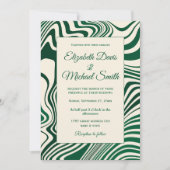 Retro Green Swirl Abstract Pattern Kaart (Voorkant)