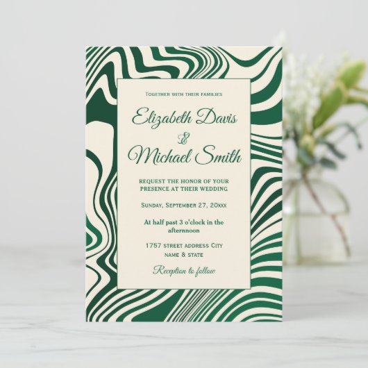 Retro Green Swirl Abstract Pattern Kaart (Staand voorkant)