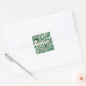Retro Green Swirl Abstract Pattern Vierkante Sticker (Envelop)
