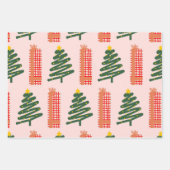 Retro Green Trees Pattern Christmas Holiday Inpakpapier Vel (Voorkant)