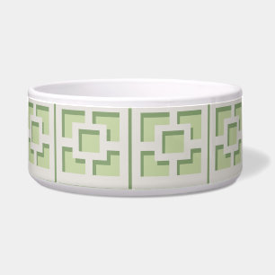 Retro Green Trellis Ceramic Pet Bowl Voerbakje