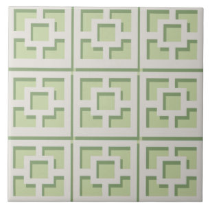 Retro Green Trellis Ceramic Tile Tegeltje