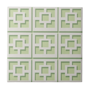 Retro Green Trellis Ceramic Tile Tegeltje