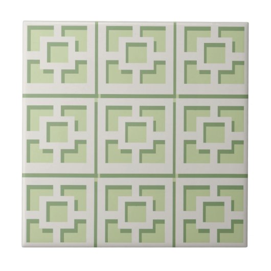 Retro Green Trellis Ceramic Tile Tegeltje (Voorkant)