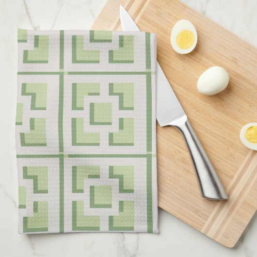 Retro Green Trellis Kitchen Towels Theedoek (Quarter Fold)