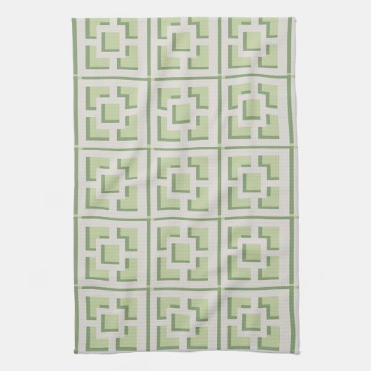 Retro Green Trellis Kitchen Towels Theedoek (Verticaal)