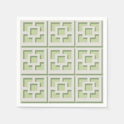 Retro Green Trellis Paper Napkin Servet (Voorkant)