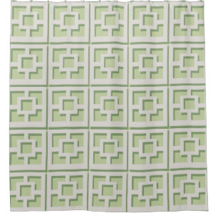 Retro Green Trellis Shower Curtain Douchegordijn