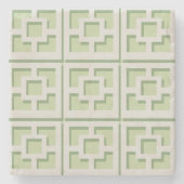 Retro Green Trellis Stone Onderzetter (Voorkant)