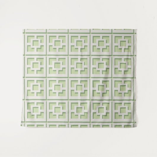 Retro Green Trellis Tapestry Wandkleed (Voorkant (horizontaal))