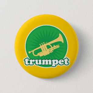 Retro Green Trumpet Music Gift Ronde Button 5,7 Cm