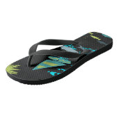 Retro Green Turquoise Black Windsurfer & Dolphins Teenslippers (Schuin)