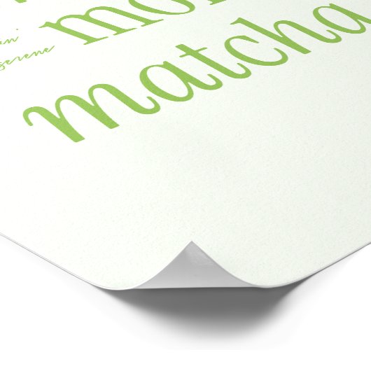 Retro Green Typografie 'Drink Meer Matcha' Poster (Hoek)