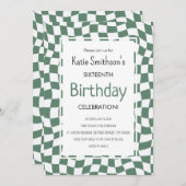 Retro Green Wavy Check Verjaardag Kaart (Voorkant / Achterkant)
