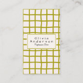 Retro Green Wavy Geruit Trendy Boho Funky Visitekaartje (Voorkant)