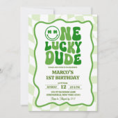 Retro Green Wavy Patricks Day Verjaardag Kaart (Voorkant)