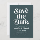 Retro Green Wedding Save The Date (Voorkant)