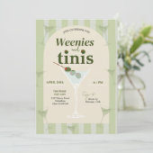 Retro Green Wenies en Tinis Bachelorette Kaart (Staand voorkant)