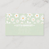 Retro Green White Groovy Floral Boho Unique Trendy Visitekaartje (Achterkant)