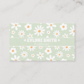 Retro Green White Groovy Floral Boho Unique Trendy Visitekaartje (Voorkant)