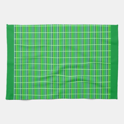 Retro Green White Pattern Kitchen Towel Theedoek (Horizontaal)
