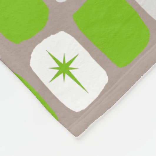 Retro Green & White Starburst Fleece Blanket (Hoek)