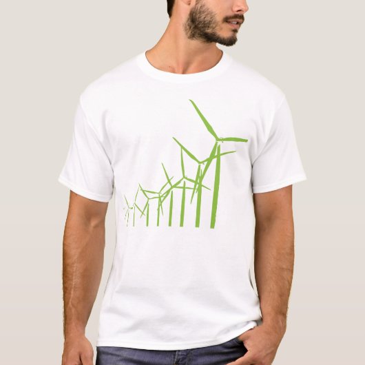 Retro Green Wind Turbine T-shirt (Voorkant)