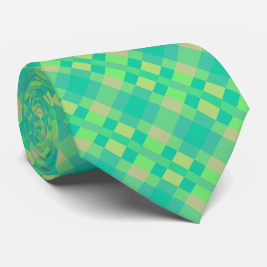 Retro Green Yellow Blue Pink Patroon Stropdas (Opgerold)