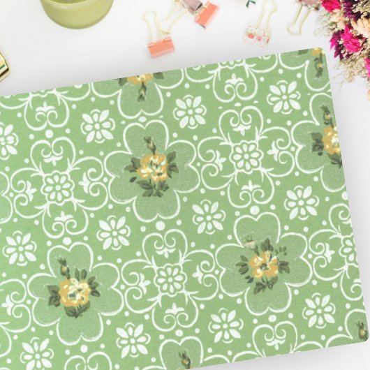  Retro Green Yellow Mid Century Patroon Tissuepapier