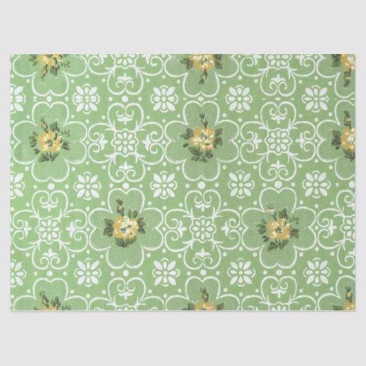  Retro Green Yellow Mid Century Patroon Tissuepapier (Voorkant)