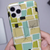 Retro Green Yellow Squares Starburst Mid Century Case-Mate iPhone Case