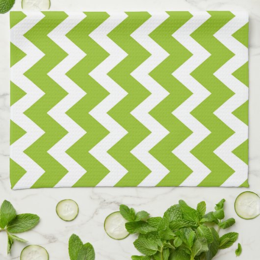 Retro GREEN Zig Zag Pattern Theedoek (Gevouwen)