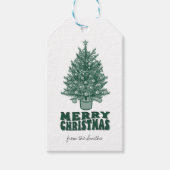 Retro Greenery Vrolijk Kerstfeest Cadeaulabel (Voorkant)