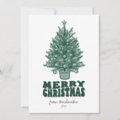  Retro Greenery Vrolijk Kerstfeest niet foto Feestdagenkaart (Voorkant)