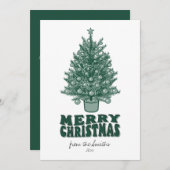  Retro Greenery Vrolijk Kerstfeest niet foto Feestdagenkaart (Voorkant / Achterkant)