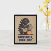 Retro Greenzilla – Schattigee Godzilla Gardening S Kaart (Gele Bloem)