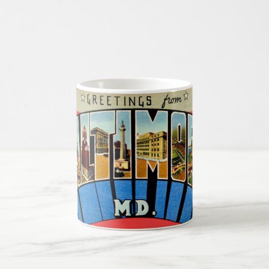 Retro Greeting from Baltimore Mug Koffiemok (Center)