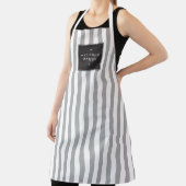 Retro Grey and White Stripes Apron Schort (Insitu)