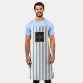 Retro Grey and White Stripes Apron Schort (Gedragen)