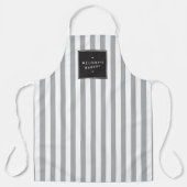 Retro Grey and White Stripes Apron Schort (Voorkant)