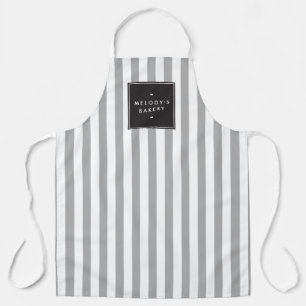 Retro Grey and White Stripes Apron Schort