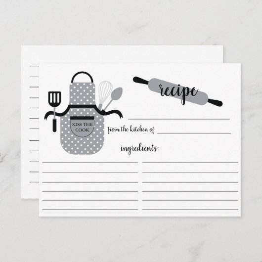Retro Grey Apron Kitchen Tools Recipcard Briefkaart (Voorkant / Achterkant)