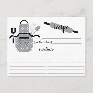 Retro Grey Apron Kitchen Tools Recipcard Briefkaart