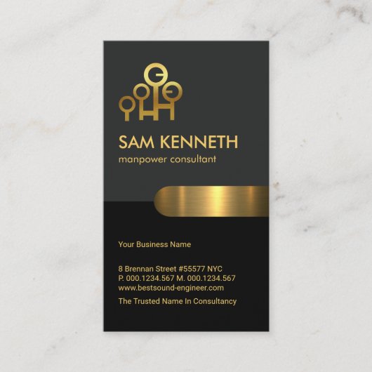 Retro Grey Black Column Manpower Consultant Visitekaartje (Voorkant)