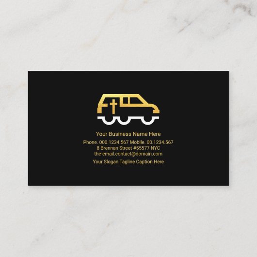 Retro Grey Black Layer Gold Tab Funeral Parlor Visitekaartje (Achterkant)