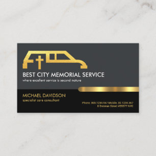 Retro Grey Black Layer Gold Tab Funeral Parlor Visitekaartje