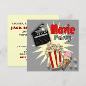 Retro Grey Boys Film Verjaardagsfeestje Uitnodigin Kaart (Voorkant / Achterkant)