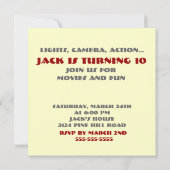 Retro Grey Boys Film Verjaardagsfeestje Uitnodigin Kaart (Achterkant)