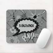 Retro Grey Custom Comic Book Pattern Personalised Muismat (Met muis)