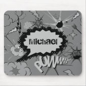 Retro Grey Custom Comic Book Pattern Personalised Muismat (Voorkant)